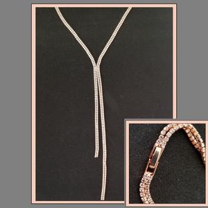 Rose Gold and Rhinestone Bolo Necklace